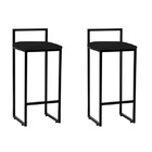 Kit 2 Banquetas Alta Bistro Bar Aço Preto Assento Corino Preto