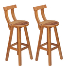 Kit 2 Banquetas Alta Com Encosto Madeira Maciça - Natural