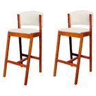 Kit 2 Banquetas Alta De Madeira Com Encosto Tecido Sintético