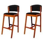 Kit 2 Banquetas Alta De Madeira Com Encosto Tecido Sintético