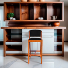 Kit 2 Banquetas Alta De Madeira Com Encosto Tecido Sintético