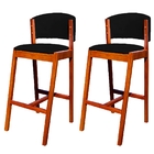 Kit 2 Banquetas Alta De Madeira Com Encosto Veludo Ana Ideal