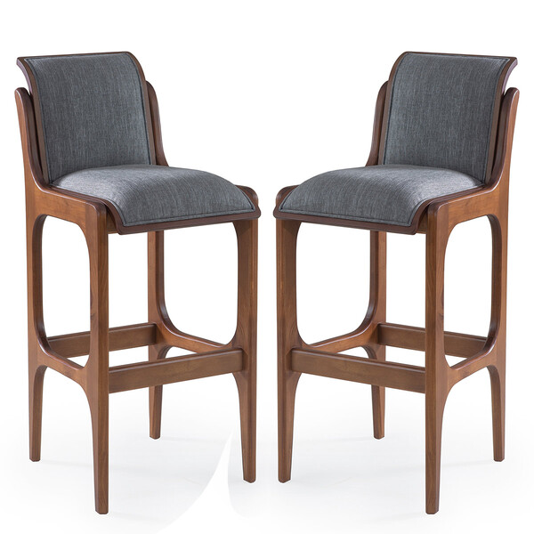 Kit 2 Banquetas Alta Estofada Barcelona 37 X 101 Cm Madeira M