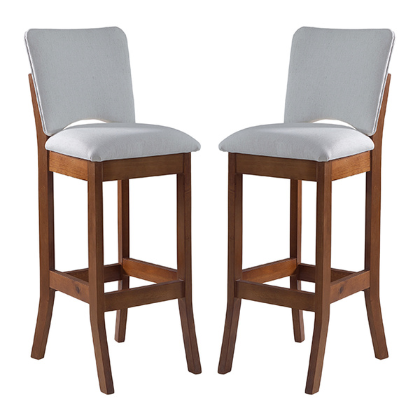 Kit 2 Banquetas Alta Estofada Bianca 38 X 108 Cm Madeira Maci