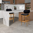 Kit 2 Banquetas Alta Madeira Maciça Soshoku Veludo Preto/imbu