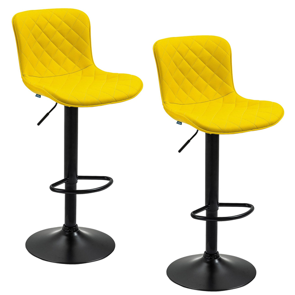 Kit 2 Banquetas Alta Para Cozinha Base Preta Giratória Luxo E