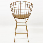 Kit 2 Banquetas Alta Para Cozinha Bertoia Maciça Cor Dourado