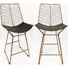 Kit 2 Banquetas Alta Para Cozinha Bertoia Retrô Cor Cobre Ass