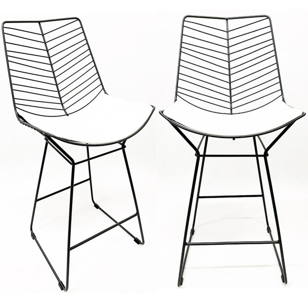 Kit 2 Banquetas Alta Para Cozinha Bertoia Retrô Cor Grafite A