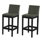 Kit 2 Banquetas Alta Pérola Com Encosto Estofado Linho Chumbo