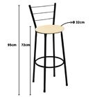 Kit 2 Banquetas Alta Preta Com Encosto Assento Bege Jaddi