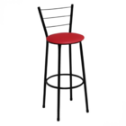 Kit 2 Banquetas Alta Preta Com Encosto Assento Vermelho Jaddi