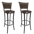 Kit 2 Banquetas Alta Romana Preta Com Encosto Junco Capuccino