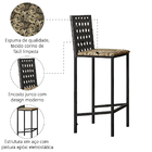 Kit 2 Banquetas Alta Troia Preta / Floral Artefamol