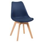 Kit - 2 Banquetas Altas + 6 Cadeiras Estofadas Leda - Azul Pe