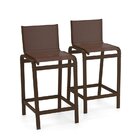 Kit 2 Banquetas Altas Bancada Alumínio Marrom Tela Marrom