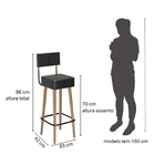 Kit 2 Banquetas Altas Barcelona Couríssimo Preto - Loja Sheep