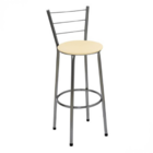 Kit 2 Banquetas Altas Cromada Com Encosto Assento Bege