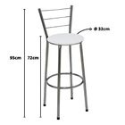 Kit 2 Banquetas Altas Cromada Com Encosto Assento Branco
