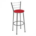 Kit 2 Banquetas Altas Cromada Com Encosto Assento Vermelho