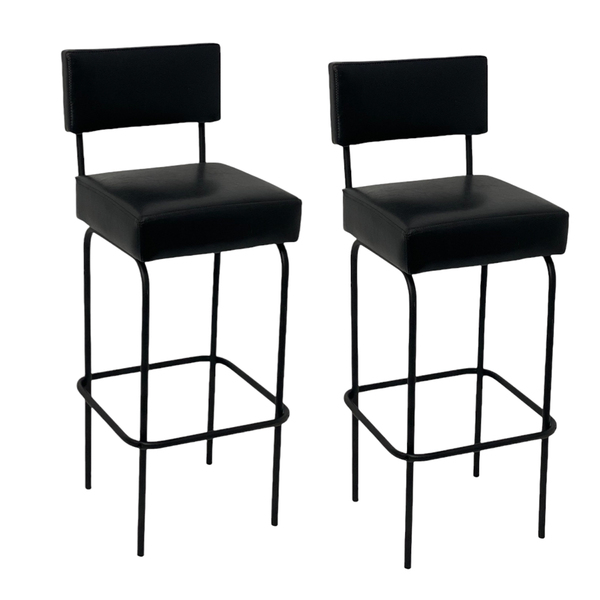 Kit 2 Banquetas Altas De Alumínio Tiffany Preto 70cm Aluminiu