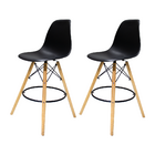 Kit 2 Banquetas Altas Eiffel Com Mesa Bistrô Preta Para Cozin