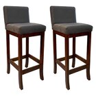 Kit 2 Banquetas Altas Em Madeira Maciça Com Assento Em Suede