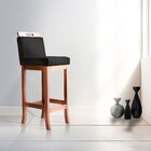 Kit 2 Banquetas Altas Em Madeira Maciça Florença Pinhão/preto