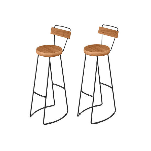 Kit 2 Banquetas Altas Encosto Cozinha Bar Balcão Bistrô Auror