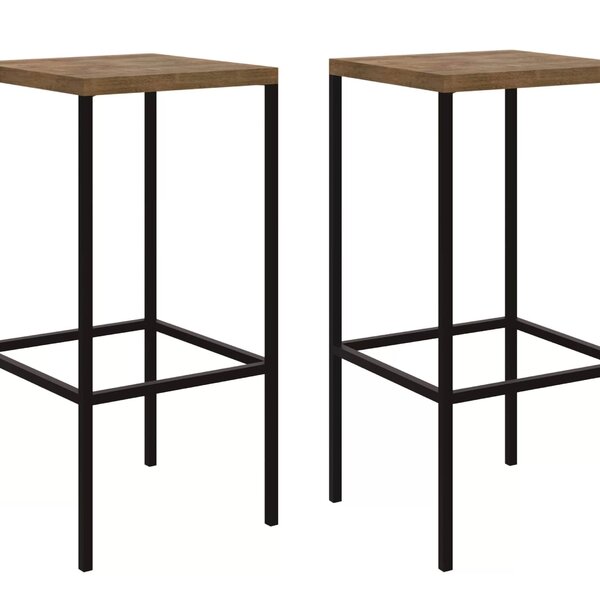 Kit 2 Banquetas Altas Industrial Steel Quadra  Vermont/preto