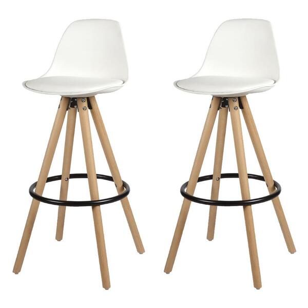 Kit 2 Banquetas Altas Luisa Rivatti Polipropileno Almofada Pu