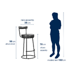 Kit 2 Banquetas Altas Miami Couríssimo Preto - Loja Sheep