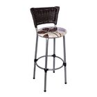 Kit 2 Banquetas Altas Prata Com Encosto Junco Argila Assento