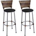 Kit 2 Banquetas Altas Prata Com Encosto Junco Capuccino Assen