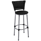 Kit 2 Banquetas Altas Prata Com Encosto Junco Preto Assento P