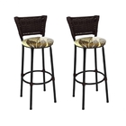 Kit 2 Banquetas Altas Preta Com Encosto Junco Argila Assento