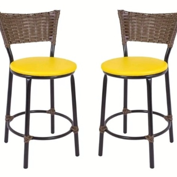 Kit 2 Banquetas Baixa Bar Cozinha Americana Fibra Sintetica A