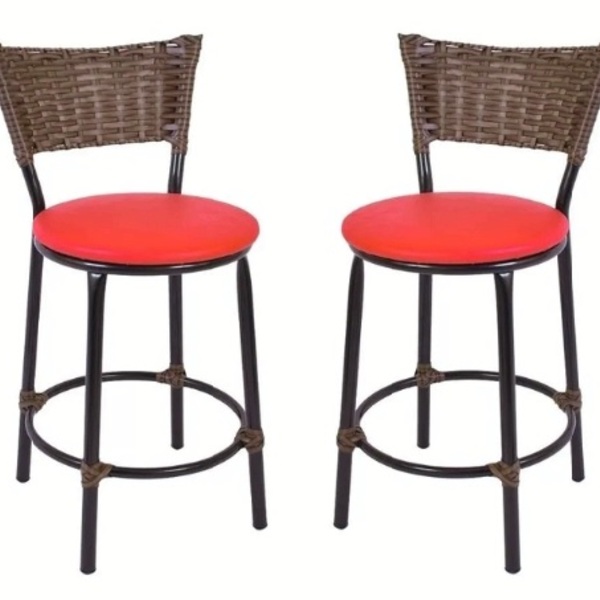 Kit 2 Banquetas Baixa Bar Cozinha Americana Fibra Sintetica V