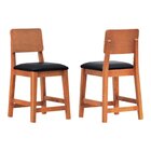 Kit 2 Banquetas Baixa/cadeiras Lyon Madeira Maciça Encosto An