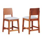 Kit 2 Banquetas Baixa/cadeiras Lyon Madeira Maciça Encosto An