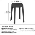 Kit 2 Banquetas Baixa Empilhável Nordica - Preto