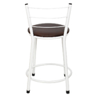 Kit 2 Banquetas Baixa Epoxi Branca Assento Marrom