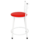 Kit 2 Banquetas Baixa Epoxi Branca Assento Vermelho