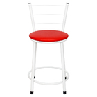 Kit 2 Banquetas Baixa Epoxi Branca Assento Vermelho