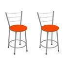 Kit 2 Banquetas Baixa Prata Com Assento Laranja Fortmix