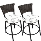 Kit 2 Banquetas Baixa Preta Para Cozinha Assento Branco Flora