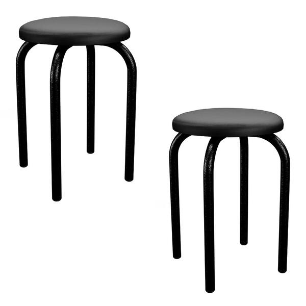 Kit 2 Banquetas Baixas Empilháveis Em Aço Maviê Sintético Pre