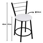 Kit 2 Banquetas Baixas Preta Com Encosto Assento Branco