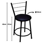 Kit 2 Banquetas Baixas Preta Com Encosto Assento Preto