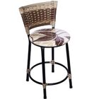 Kit 2 Banquetas Baixas Preta Com Encosto Junco Capuccino Asse